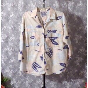 Vintage 80s Blouse 1980s Tropical Floral Vacation Summer Resort Retro Size XL